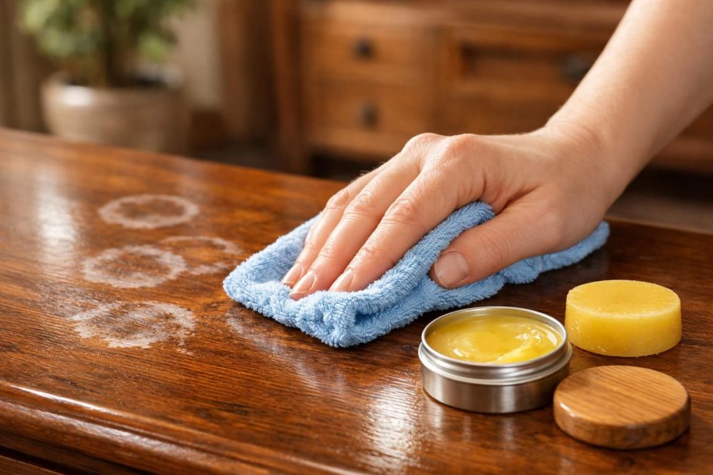 découvrez des méthodes efficaces pour éliminer les vieilles taches d'eau sur un meuble ciré et redonnez-lui tout son éclat.